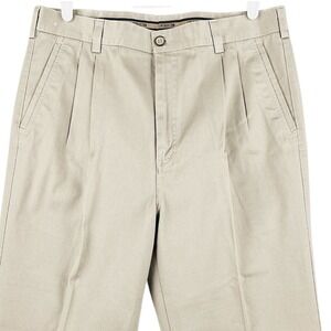 Sam Woo Collection Men's Tan Chino Pants‎ Size 34x27 Pleated Front Straight Leg